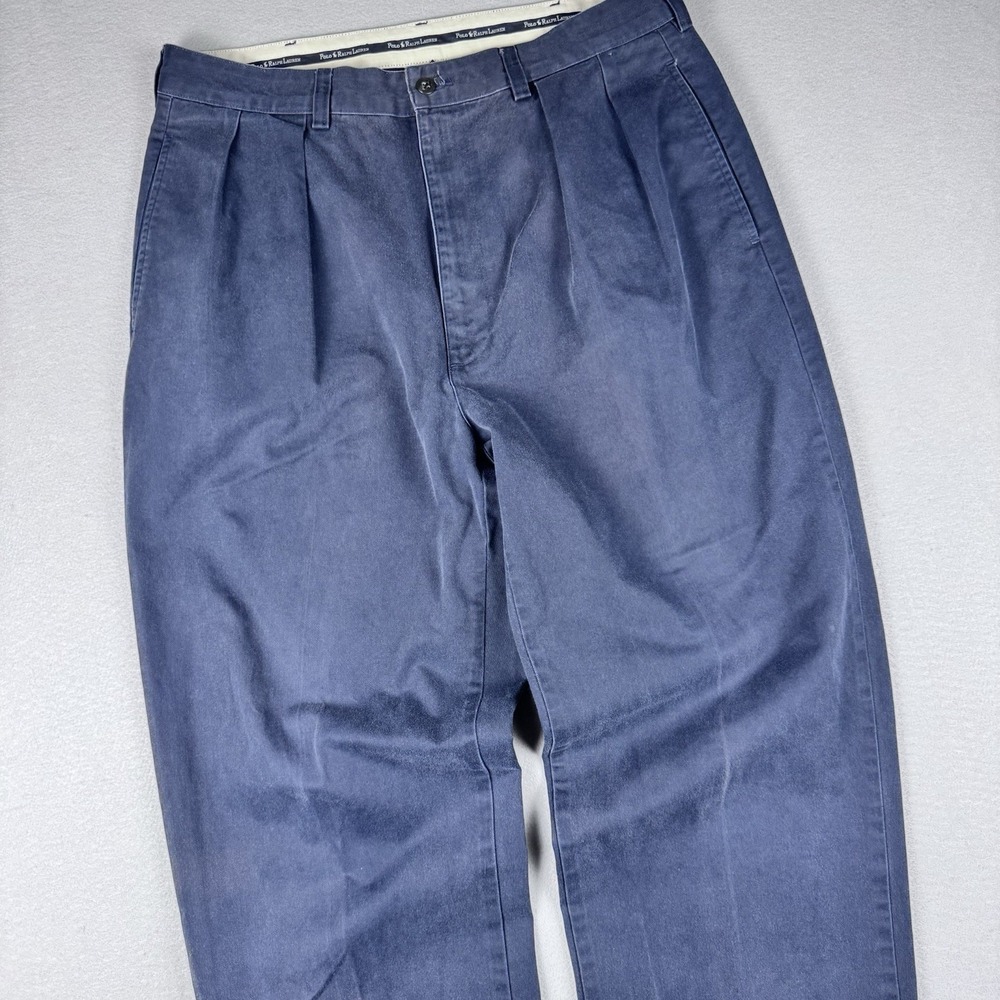 Vintage Polo Ralph Lauren Pleated Andrew Pant 34x32 Straight Navy Blue Chino